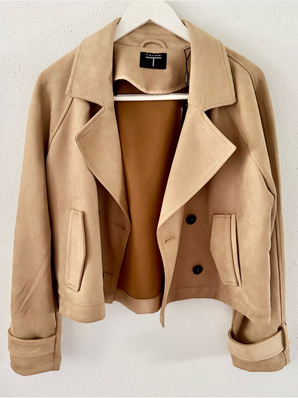 Tahari Women's Tan Suede Cropped Jacket, Size M